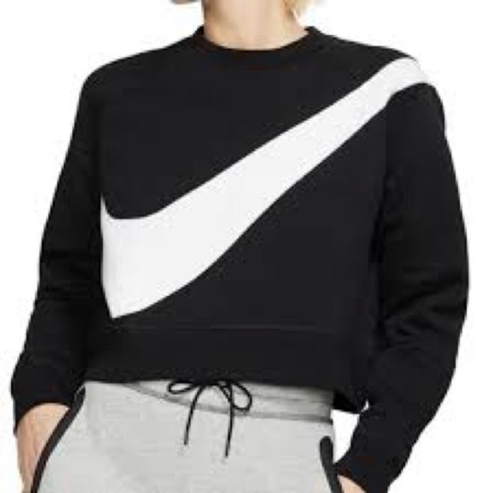 Nike swoosh logo cropped oversized sweatshirt Sz XS